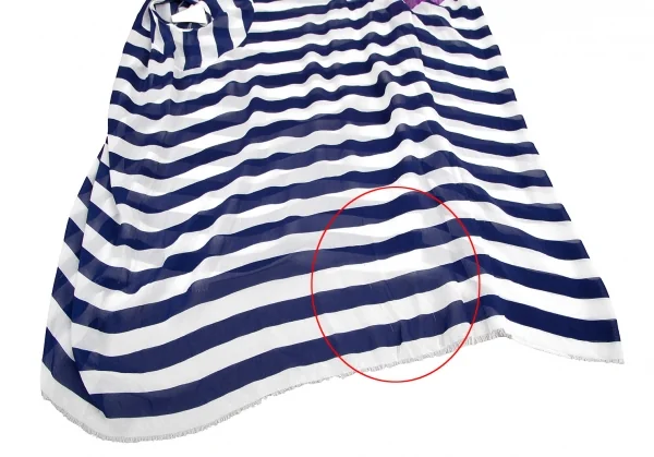 ジュンヤワタナベ コムデギャルソンJUNYA WATANABE COMME des GARCONS レース切替シフォンボーダー変形デザインワンピース 白紺S K-114653_014