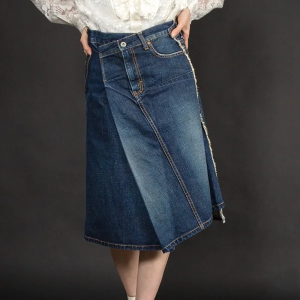 ジュンヤワタナベ コムデギャルソン デニムJUNYA WATANABE COMME des GARCONS denim 解体再構築デニムハーフラップスカート インディゴL K-114655_015
