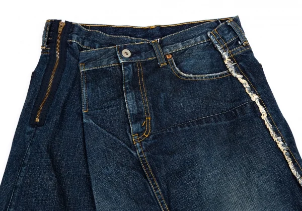 ジュンヤワタナベ コムデギャルソン デニムJUNYA WATANABE COMME des GARCONS denim 解体再構築デニムハーフラップスカート インディゴL K-114655_003