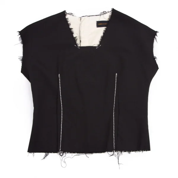 コムデギャルソンCOMME des GARCONS ウールカットオフデザイントップス 黒S位 K-114662_002