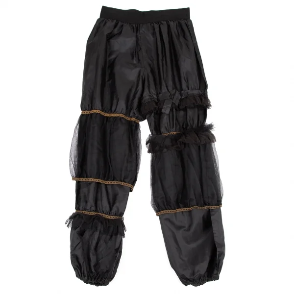 コムデギャルソンCOMME des GARCONS チュール装飾ポリ裾絞りパンツ 黒S K-114664_001