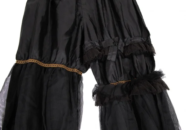 コムデギャルソンCOMME des GARCONS チュール装飾ポリ裾絞りパンツ 黒S K-114664_005