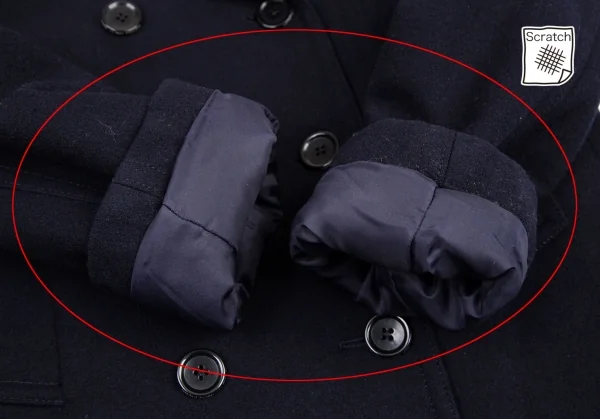 ジャンポールゴルチエ フォー セットプルミエJean Paul GAULTIER FOR SEPT PREMIERES まち針刺繍ピーコート 紺40 K-114673_011