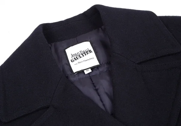 ジャンポールゴルチエ フォー セットプルミエJean Paul GAULTIER FOR SEPT PREMIERES まち針刺繍ピーコート 紺40 K-114673_004