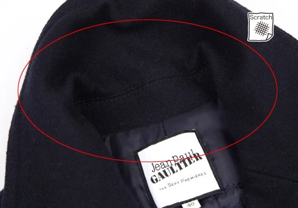 ジャンポールゴルチエ フォー セットプルミエJean Paul GAULTIER FOR SEPT PREMIERES まち針刺繍ピーコート 紺40 K-114673_005