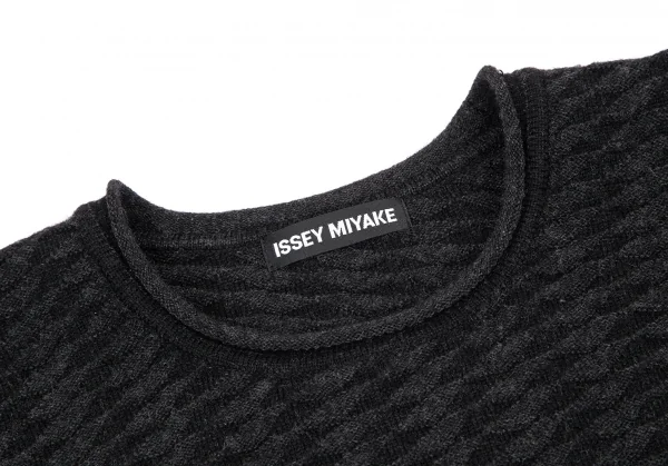 イッセイミヤケ メンISSEY MIYAKE MEN プリーツデザインウールクルーネックニット 黒4 K-114681_003