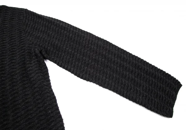 イッセイミヤケ メンISSEY MIYAKE MEN プリーツデザインウールクルーネックニット 黒4 K-114681_004