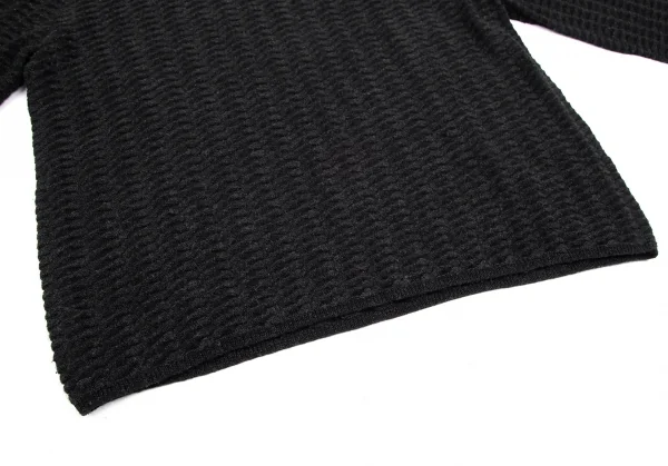 イッセイミヤケ メンISSEY MIYAKE MEN プリーツデザインウールクルーネックニット 黒4 K-114681_006