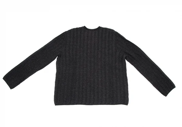 イッセイミヤケ メンISSEY MIYAKE MEN プリーツデザインウールクルーネックニット 黒4 K-114681_008