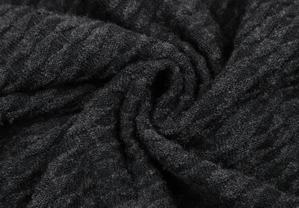 イッセイミヤケ メンISSEY MIYAKE MEN プリーツデザインウールクルーネックニット 黒4 K-114681_009