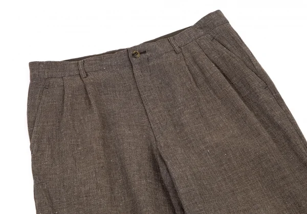 イッセイミヤケ メンISSEY MIYAKE MEN リネンウールツータックパンツ モカ4 K-114684_002