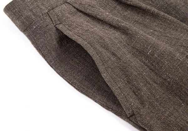 イッセイミヤケ メンISSEY MIYAKE MEN リネンウールツータックパンツ モカ4 K-114684_003