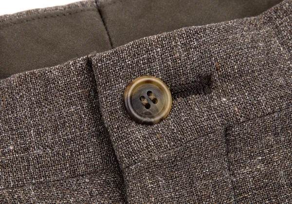 イッセイミヤケ メンISSEY MIYAKE MEN リネンウールツータックパンツ モカ4 K-114684_004