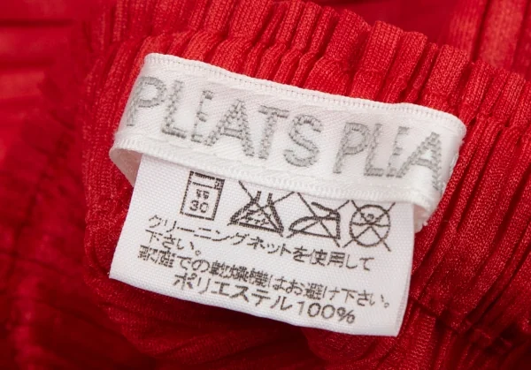 プリーツプリーズPLEATS PLEASE ネイティブ柄プリントタック切替スカート 赤3 K-114692_014
