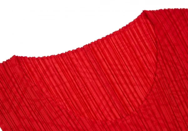 プリーツプリーズPLEATS PLEASE ネイティブ柄プリントノースリーブワンピース 赤4 K-114694_005
