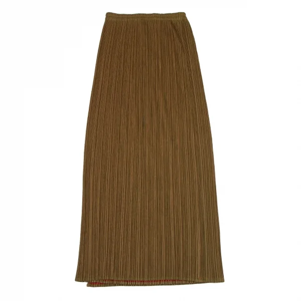 プリーツプリーズPLEATS PLEASE ダブルフェイスハーフレイヤードスカート カーキ3 K-114703_008