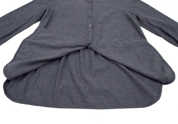 マドモアゼルノンノンMademoiselle NON NON ロゴワンポイント刺繍スタンドカラーシャツ 紺38M K-114721_011