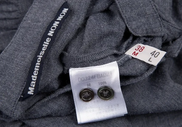 マドモアゼルノンノンMademoiselle NON NON ロゴワンポイント刺繍スタンドカラーシャツ 紺38M K-114721_014