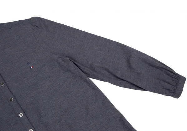 マドモアゼルノンノンMademoiselle NON NON ロゴワンポイント刺繍スタンドカラーシャツ 紺38M K-114721_007