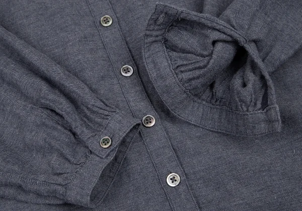 マドモアゼルノンノンMademoiselle NON NON ロゴワンポイント刺繍スタンドカラーシャツ 紺38M K-114721_008