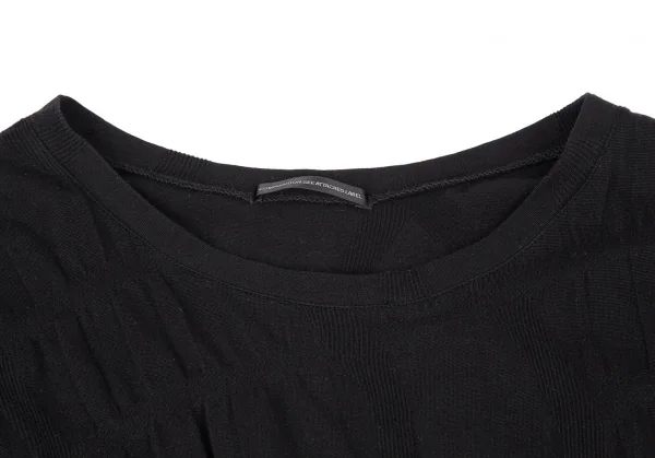 ワイズY's ボリュームジャガードビッグTシャツ 黒2 K-114724_003
