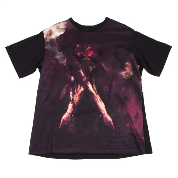 ヨウジヤマモト プールオムYohji Yamamoto POUR HOMME コットン天竺インクジェットプリントTシャツ 黒他3 K-114734_001