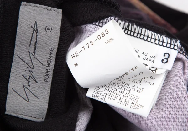 ヨウジヤマモト プールオムYohji Yamamoto POUR HOMME コットン天竺インクジェットプリントTシャツ 黒他3 K-114734_011
