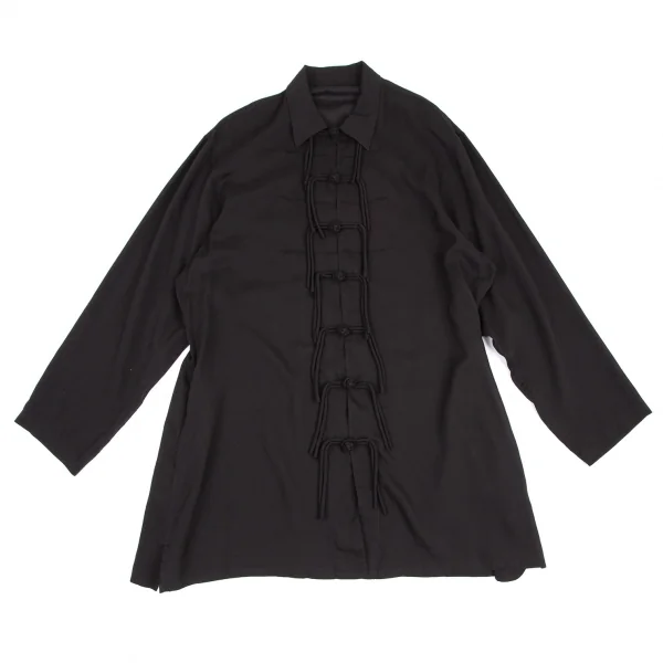 ヨウジヤマモト プールオムYohji Yamamoto POUR HOMME セルロースローンチャイナボタンロングシャツ 黒2 K-114736_001