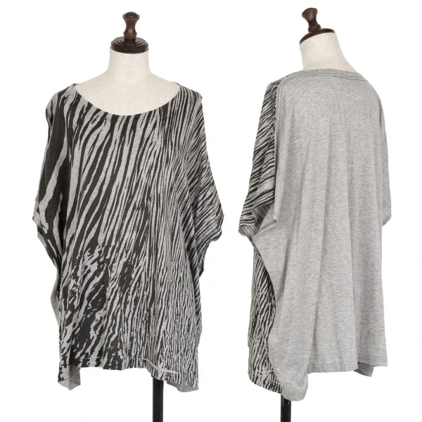 ズッカzucca ゼブラプリントスクエアシルエットTシャツ グレーM K-114742_001