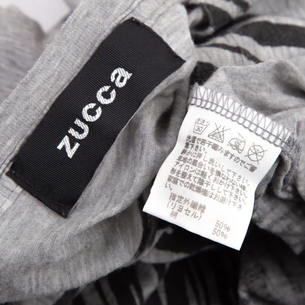 ズッカzucca ゼブラプリントスクエアシルエットTシャツ グレーM K-114742_013