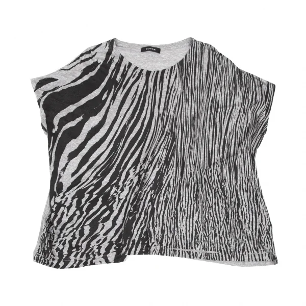 ズッカzucca ゼブラプリントスクエアシルエットTシャツ グレーM K-114742_002