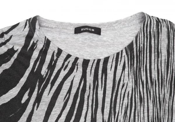 ズッカzucca ゼブラプリントスクエアシルエットTシャツ グレーM K-114742_003