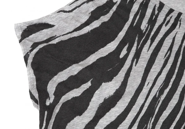 ズッカzucca ゼブラプリントスクエアシルエットTシャツ グレーM K-114742_004