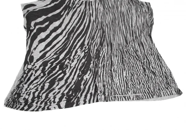 ズッカzucca ゼブラプリントスクエアシルエットTシャツ グレーM K-114742_006