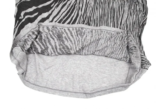 ズッカzucca ゼブラプリントスクエアシルエットTシャツ グレーM K-114742_008