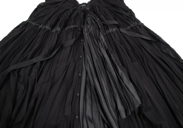 ズッカzucca チュールレイヤードウエストギャザーノースリーブチュニック 黒M位 K-114750_010