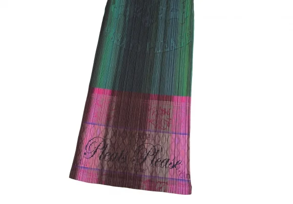 プリーツプリーズPLEATS PLEASE シャンパンラベルプリントプリーツノースリーブワンピース 緑ピンク他3 K-114769_006