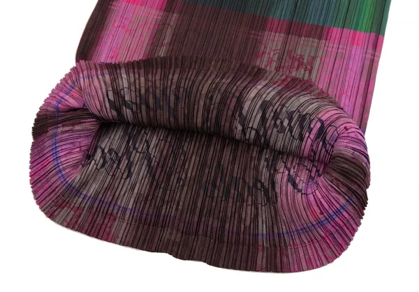 プリーツプリーズPLEATS PLEASE シャンパンラベルプリントプリーツノースリーブワンピース 緑ピンク他3 K-114769_009