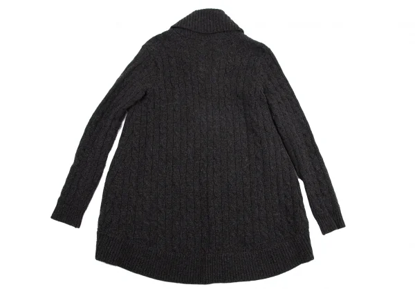ラルフローレンRalph Lauren カシミヤ混レザーベルトケーブルニットカーディガン チャコールM K-114806_010