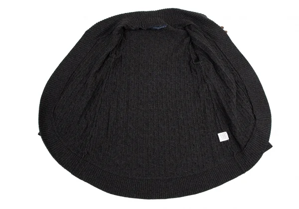 ラルフローレンRalph Lauren カシミヤ混レザーベルトケーブルニットカーディガン チャコールM K-114806_009