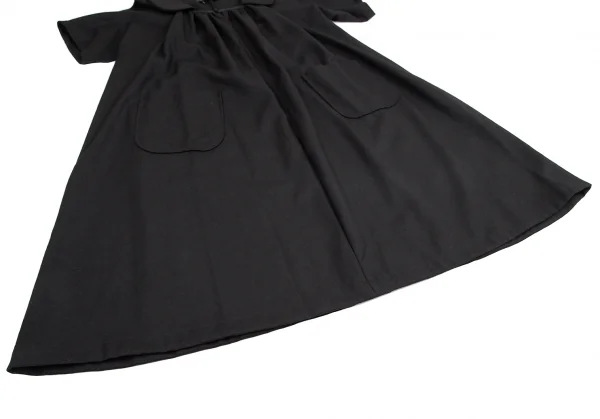 トリココムデギャルソンtricot COMME des GARCONS ラウンドカラーギャザーネックフレアワンピース 黒M位 K-114826_010