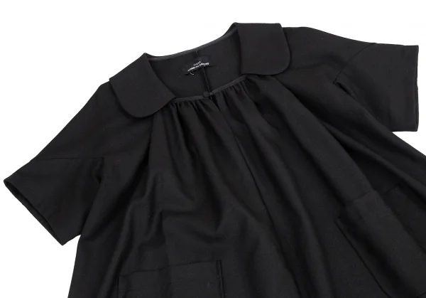 トリココムデギャルソンtricot COMME des GARCONS ラウンドカラーギャザーネックフレアワンピース 黒M位 K-114826_003