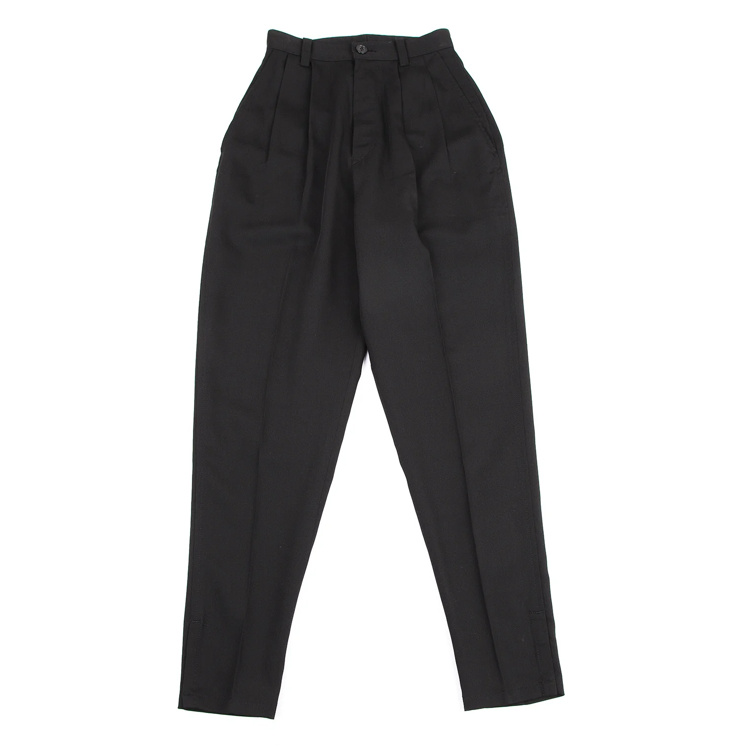 【美品】ワイズ　y's アシメ　パンツ　ブラック　ウール ワイズY's ウールポリツータック裾ボタンパンツ 黒S位 (K-114844