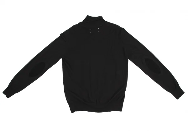 メゾンマルジェラMaison Margiela 14 コットンウールタートルネックエルボーパッチニット 黒XL K-114857_010