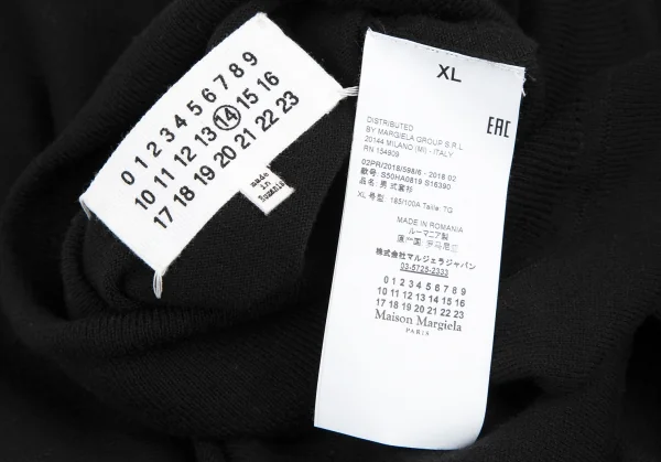 メゾンマルジェラMaison Margiela 14 コットンウールタートルネックエルボーパッチニット 黒XL K-114857_018