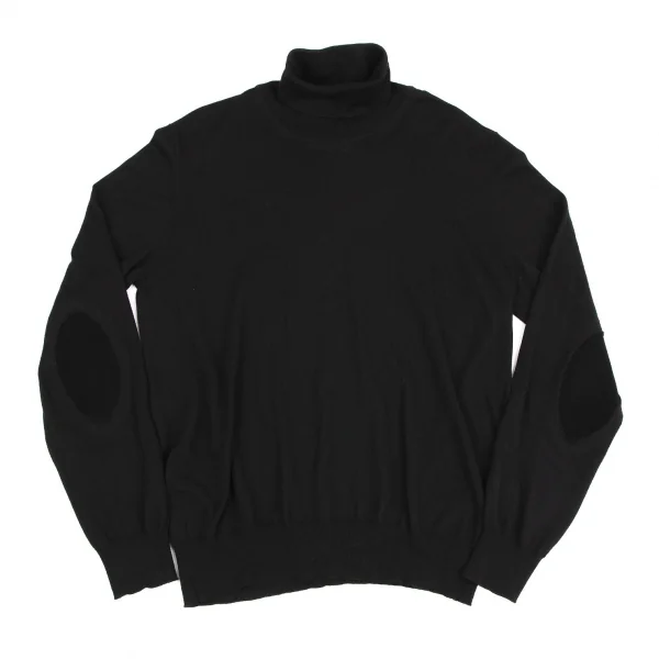 メゾンマルジェラMaison Margiela 14 コットンウールタートルネックエルボーパッチニット 黒XL K-114857_002