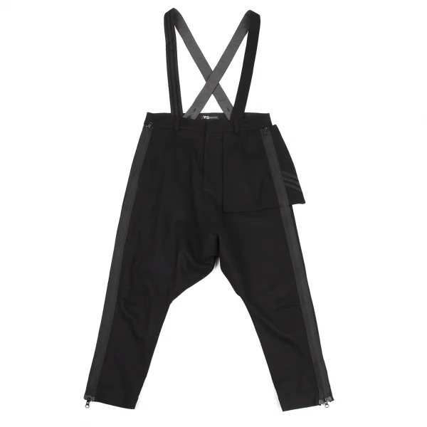 Y-3 Wool Side Zipper Suspenders Dropped Crotch Pants Black M K-114867_001