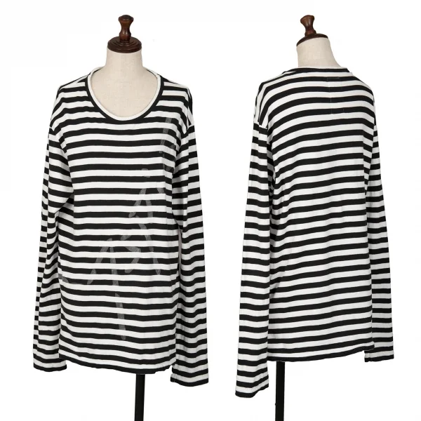 ワイズ ジプシーY's Gipsy ステッチロゴラバープリントボーダーカットソー 白黒4 K-114877_001