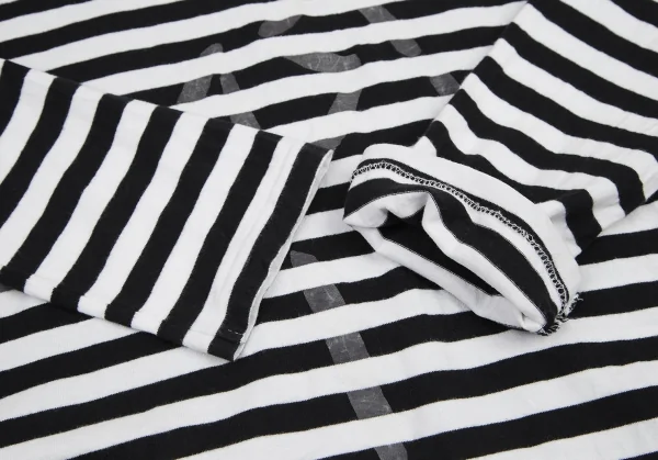 ワイズ ジプシーY's Gipsy ステッチロゴラバープリントボーダーカットソー 白黒4 K-114877_010