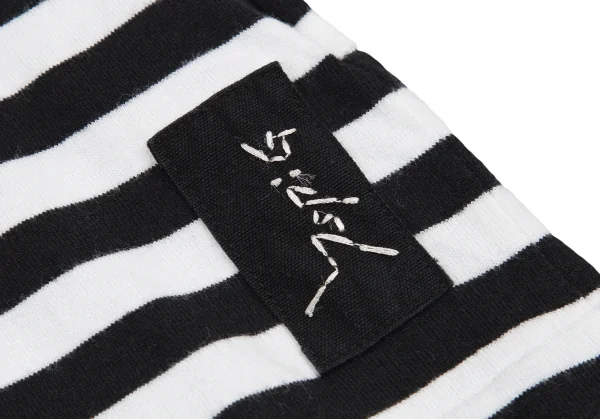 ワイズ ジプシーY's Gipsy ステッチロゴラバープリントボーダーカットソー 白黒4 K-114877_012